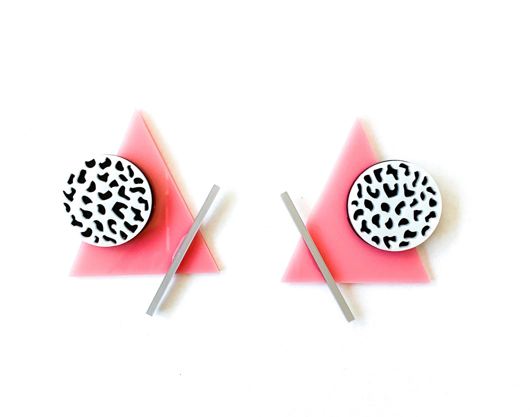 Pink Triangle Earrings