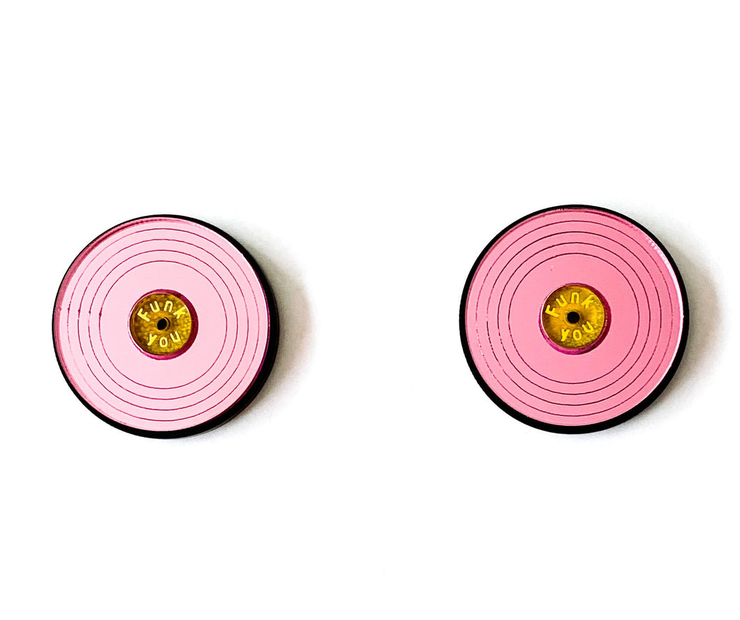 Funk You Record Earrings