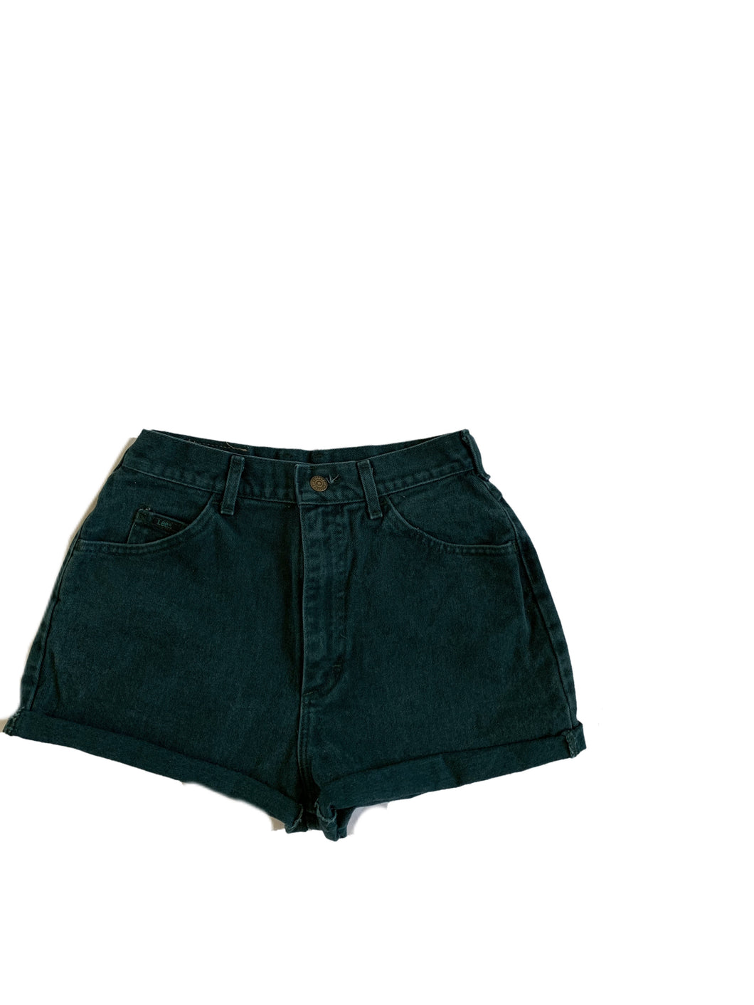 Dark Green Denim Shorts