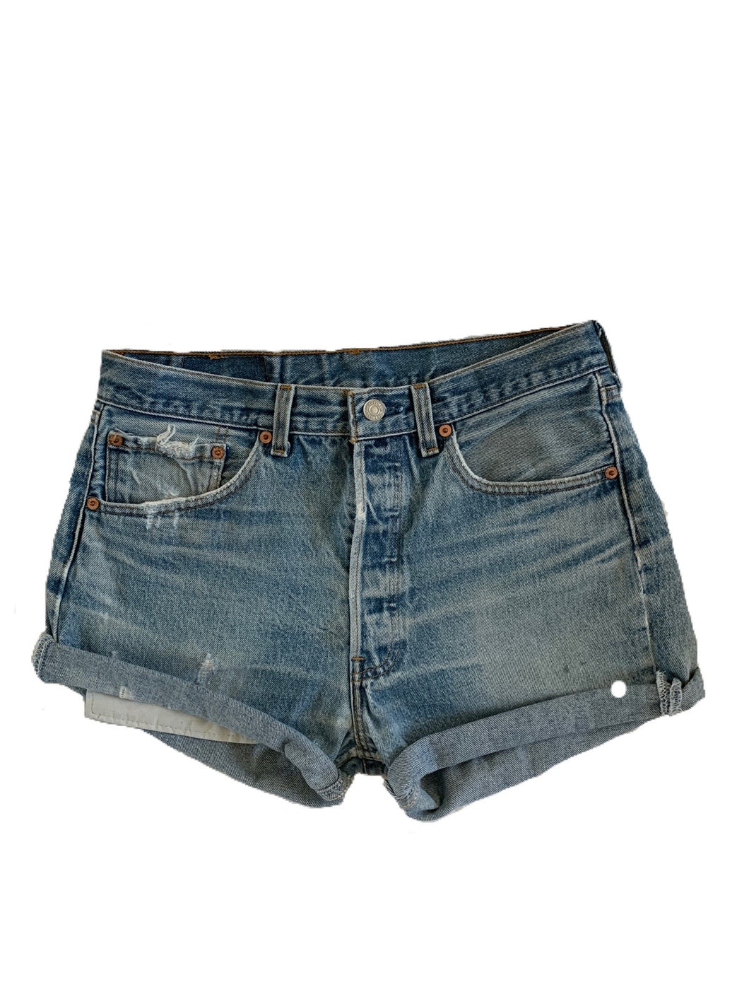 Medium Wash Cuffed Denim Shorts