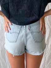 Load image into Gallery viewer, Lightwash Destroyed Denim Shorts