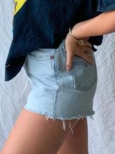 Load image into Gallery viewer, Lightwash Destroyed Denim Shorts