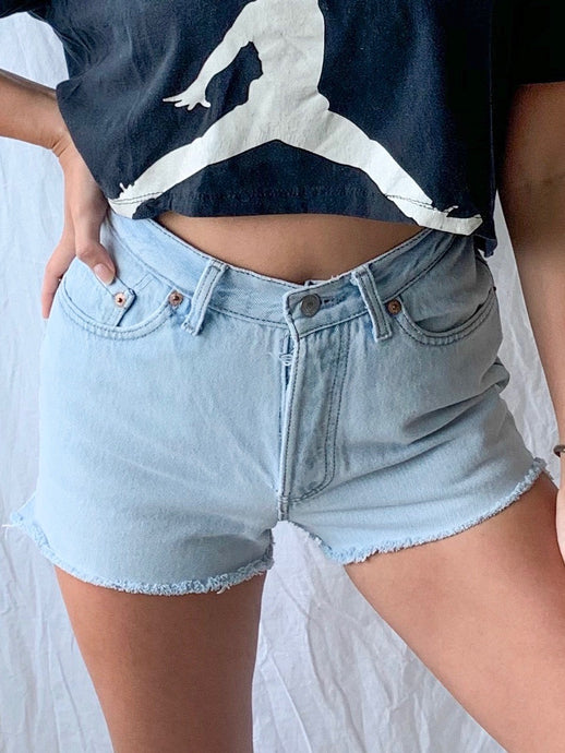 Lightwash Destroyed Denim Shorts