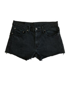 Mid Rise Black Denim Shorts