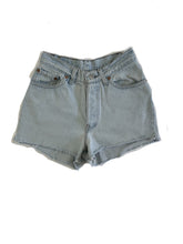 Load image into Gallery viewer, Lightwash Destroyed Denim Shorts