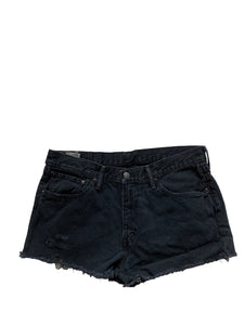 True Black Destroyed Denim Shorts